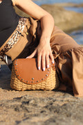 Borsa in paglia e pelle