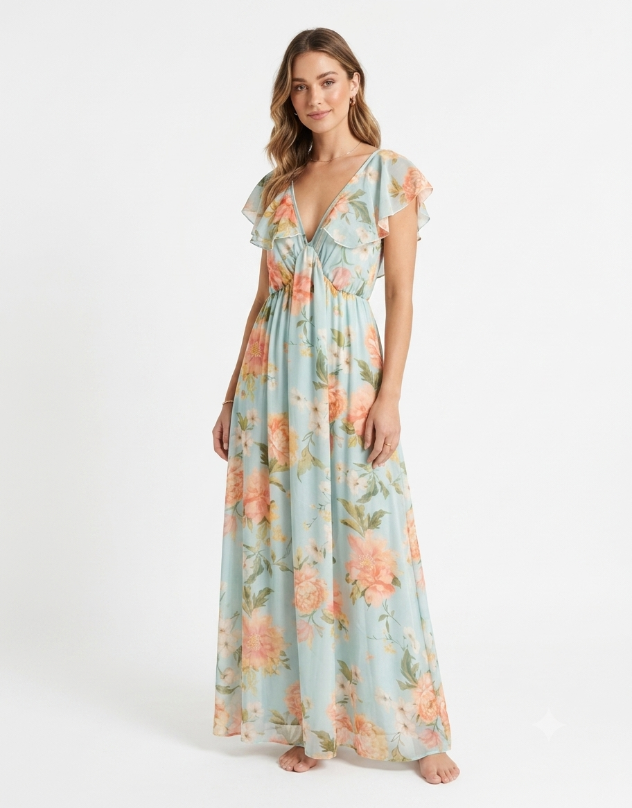 Abito fiori celeste