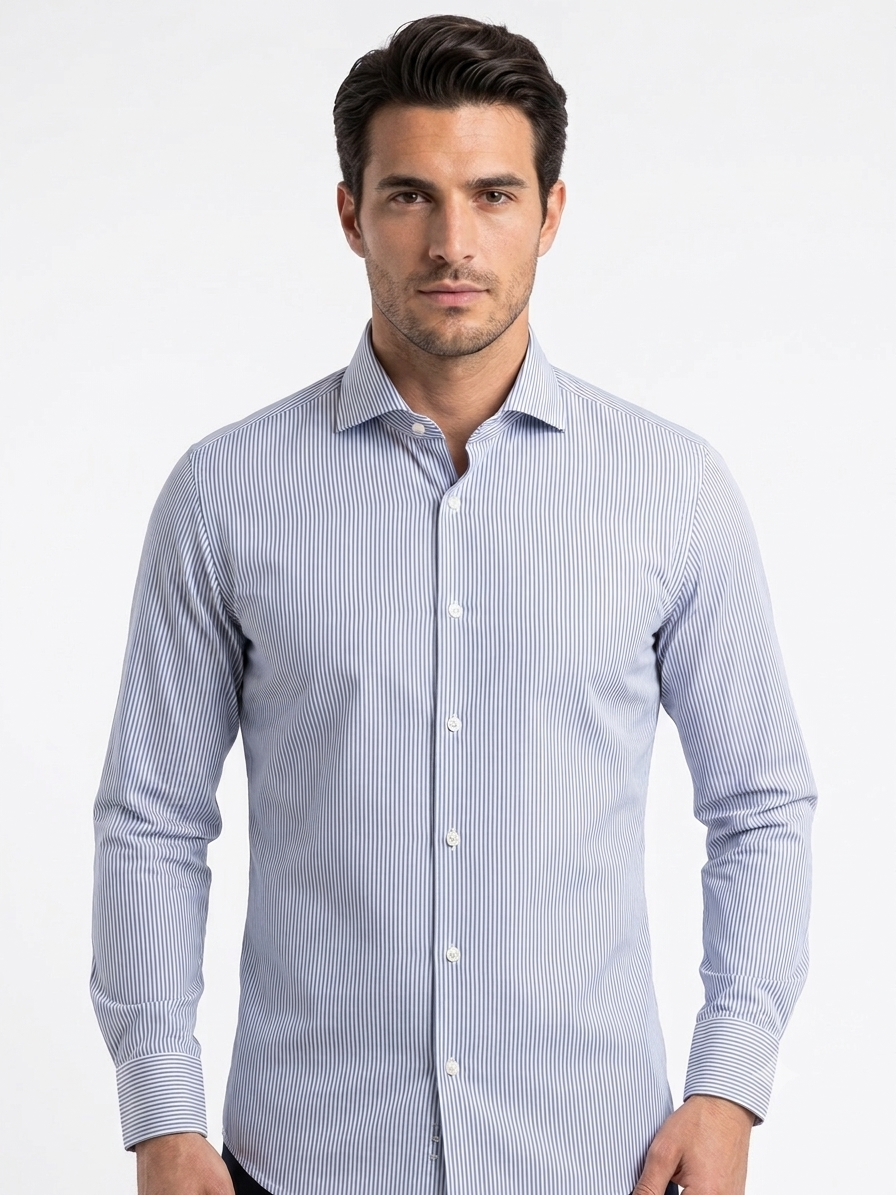 Camicia uomo riga blu