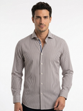 Camicia uomo riga marrone