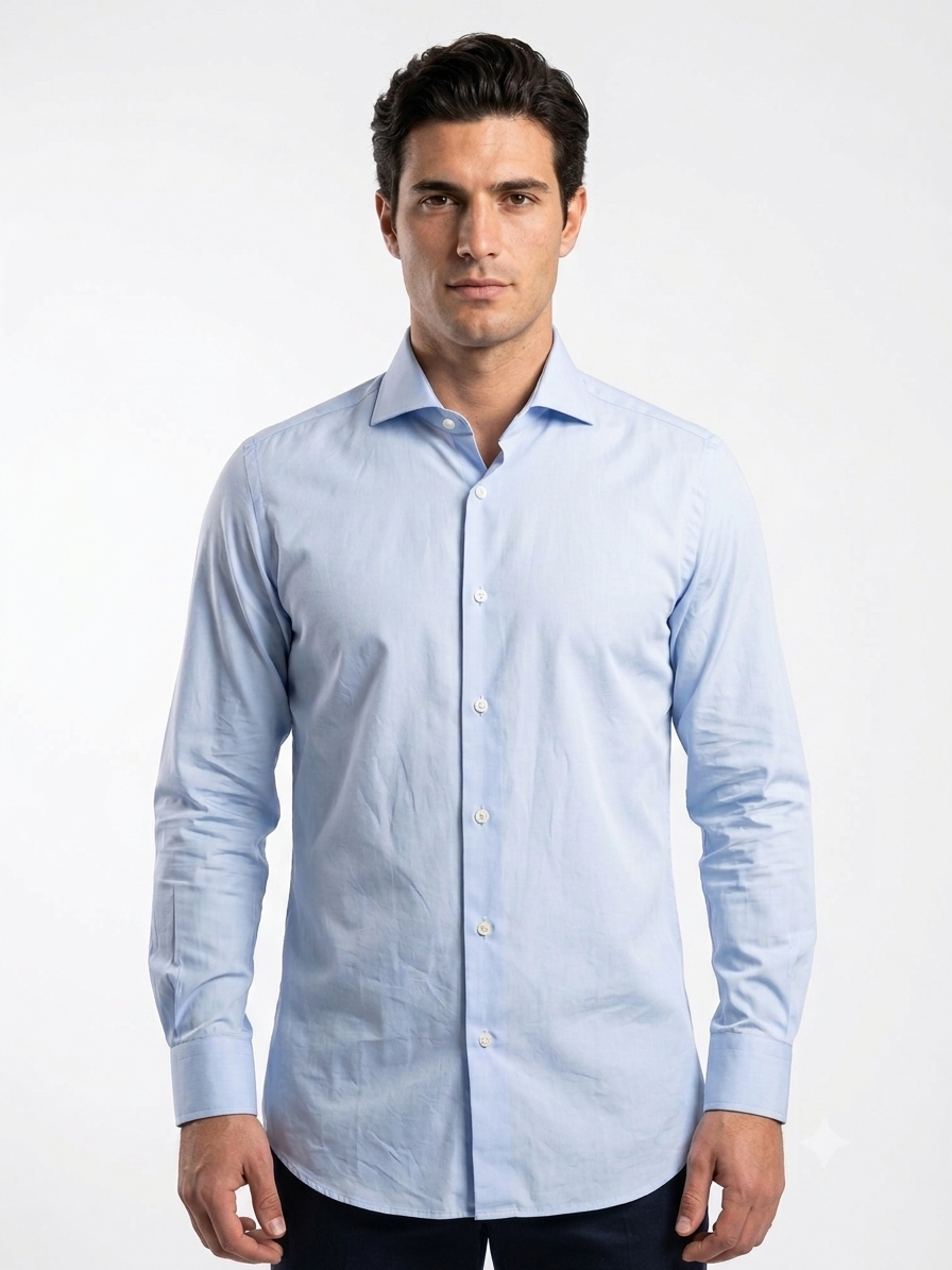 Camicia cotone celeste